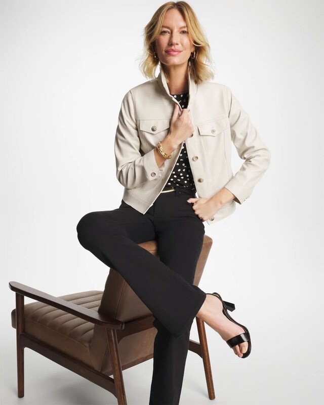 Faux Leather Trucker Jacket - image 2